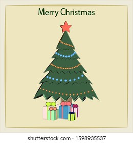 
Christmas card with christmas tree. Vector illustration. 