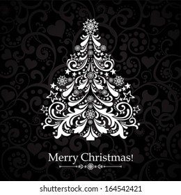 Christmas card. Christmas tree. Vector Illustration 