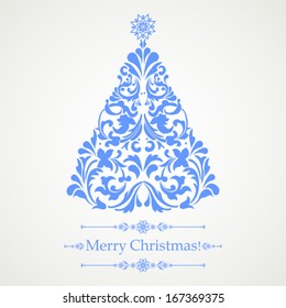 Christmas card. Christmas tree. Vector Illustration 