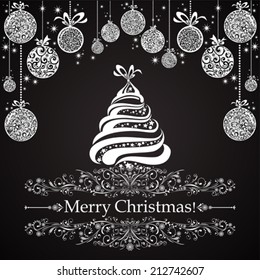 Christmas card. Christmas tree. Vector Illustration 