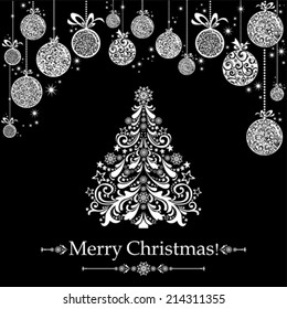 Christmas card. Christmas tree. Vector Illustration 