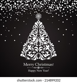 Christmas card. Christmas tree. Vector Illustration 