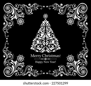 Christmas card. Christmas tree. Vector Illustration 