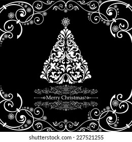  Weihnachtskarte. Weihnachtsbaum. Vektorgrafik 