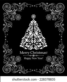 Christmas card. Christmas tree. Vector Illustration 