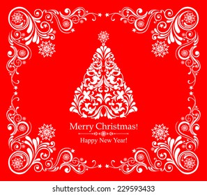 Christmas card. Christmas tree. Vector Illustration 
