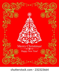 Christmas card. Christmas tree. Vector Illustration 