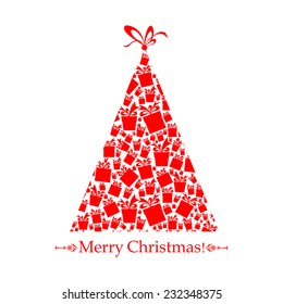 Christmas card. Christmas tree. Vector Illustration