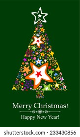 Christmas card. Christmas tree. Vector Illustration 