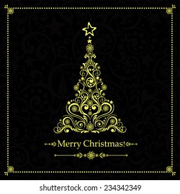 Christmas card. Christmas tree. Vector Illustration 