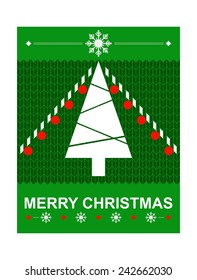 Christmas card with Christmas tree, vector illustration
