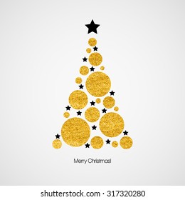 Christmas card with Christmas tree. Vector illustration 