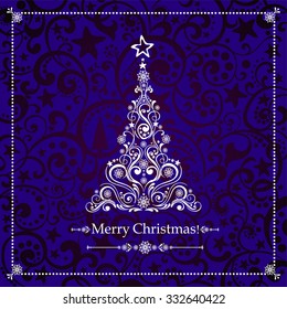 Christmas card. Christmas tree. Vector Illustration 