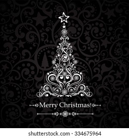 Christmas card. Christmas tree. Vector Illustration