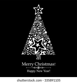 Christmas card. Christmas tree. Vector Illustration 