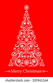 Christmas card. Christmas tree. Vector Illustration 