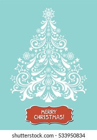 Christmas card. Christmas tree. Vector Illustration