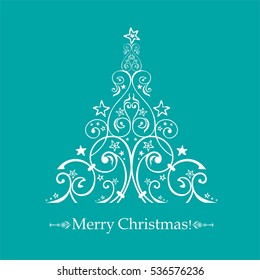Christmas card. Christmas tree. Vector Illustration