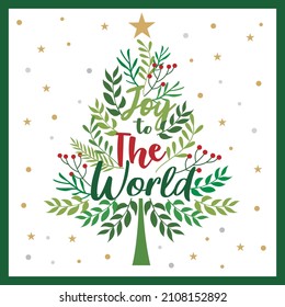 Christmas card with tree and wreath ornaments
