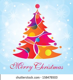 Christmas card with tree. Xmas card. Vector illustration 