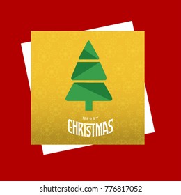 Christmas card with tree and yellow pattern