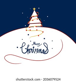 Tarjeta de Navidad con árbol de Navidad. Diseño lindo.
