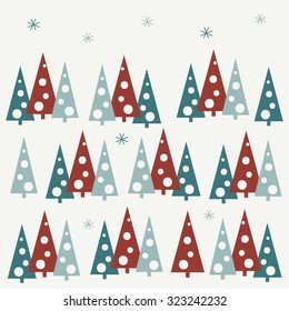 Christmas card with christmas trees