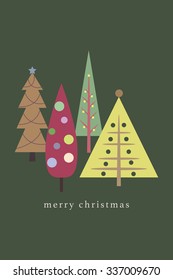 Christmas card with christmas trees