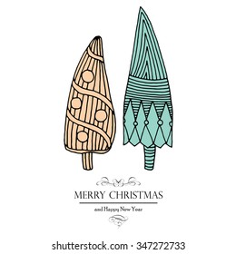 Christmas card with Christmas trees