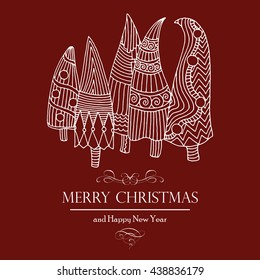 Christmas card with Christmas trees