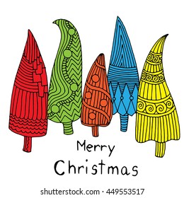 Christmas card with Christmas trees