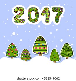 Christmas card with trees