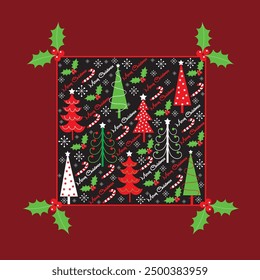 christmas card with christmas trees design