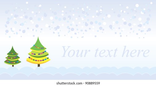 Christmas Card with Christmas trees and snow