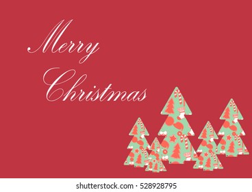 Christmas card with Christmas trees and text.