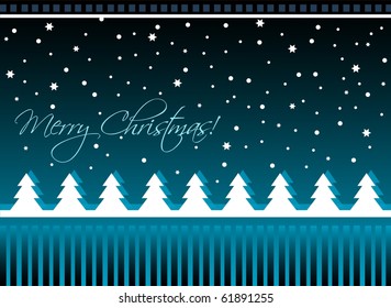 Christmas card with trees, vector