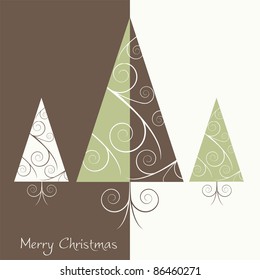 Christmas card with trees, vector
