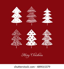 Christmas card with christmas trees. Vector Illustration. Design for poster, card, invitation, placard, brochure, flyer.
