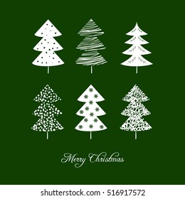 Christmas card with christmas trees. Vector Illustration. Design for poster, card, invitation, placard, brochure, flyer.