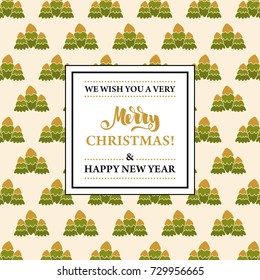 Christmas card with Christmas trees. Vector illustration.