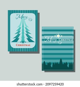 Christmas card with christmas trees in the winter forest