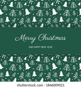 Christmas card with trees and wishes. Vector