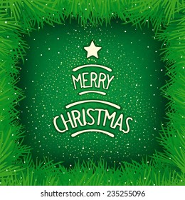 Christmas card with twigs of spruce. Vector eps 10