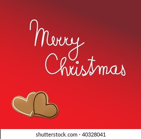 Christmas card with two gingerbread hearts
