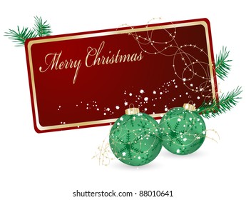 Christmas card with two green balls