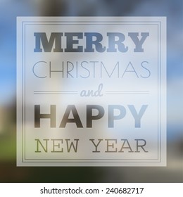 Christmas card with typography design and blur. Eps10