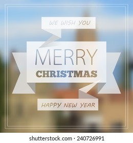 Christmas card with typography design and blur. Eps10