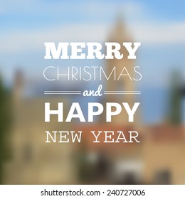 Christmas card with typography design and blur. Eps10