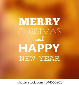 Christmas card with typography design and blur