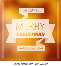 Christmas card with typography design and blur